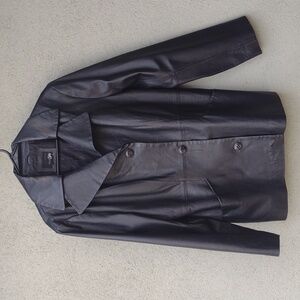 East 5th Black Wide Collar Leather Jacket XL